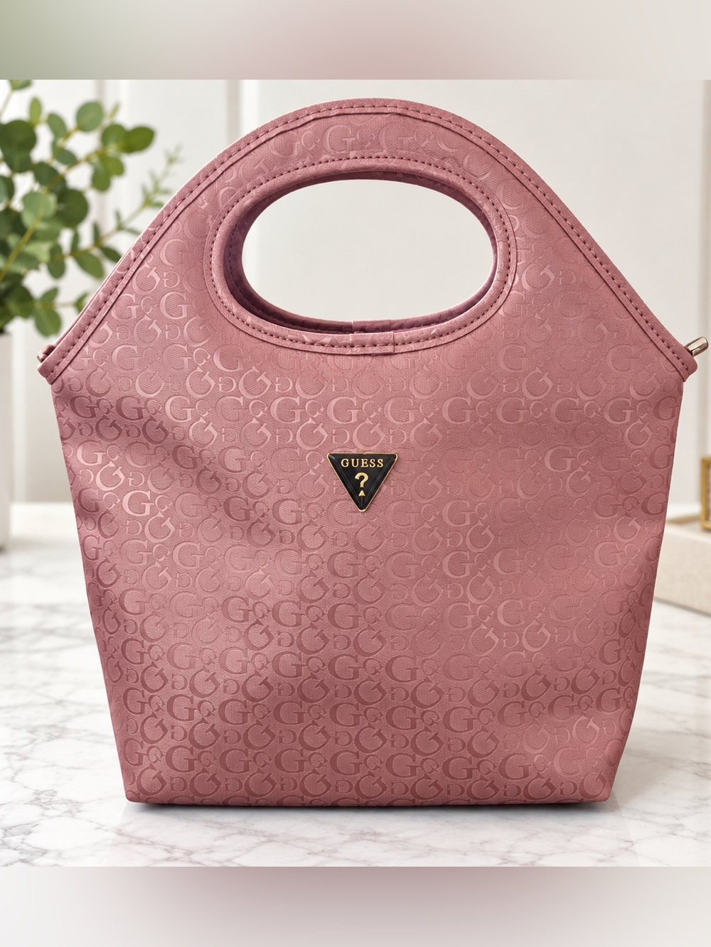 GUESS Light Mauve Logo-Embossed Insulated Tote